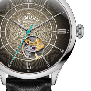 No.274 Open Heart Steel and Black on Black Italian Leather