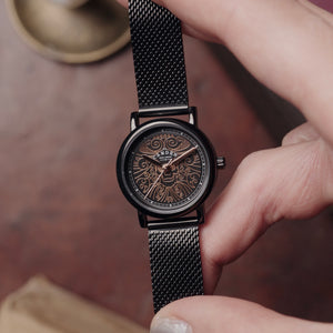 No.24 Memento Mori Black and Rose Gold on Black Mesh