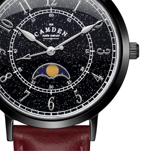 No.27 Moonphase Black on Oxblood Leather