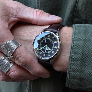 No.274 Type II Swiss Made Quartz Steel and Black on Brown Italian Leather