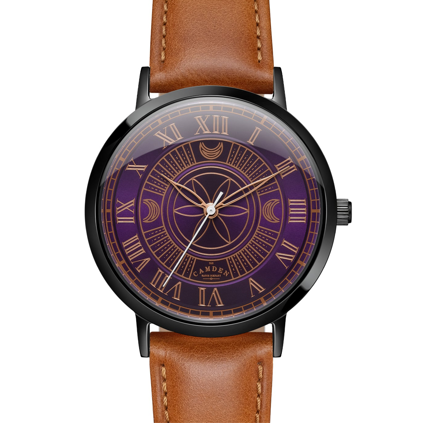 No.27 Witchcraft Black and Purple on a Tan Leather Strap