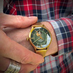 No.274 Open Heart Gold and Green on Mesh