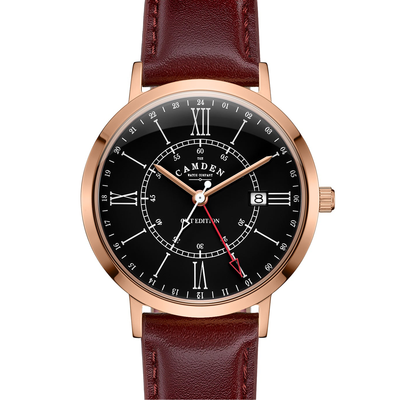No.27 GMT Rose Gold and Black on Oxblood Leather