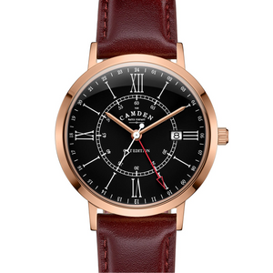 No.27 GMT Rose Gold and Black on Oxblood Leather