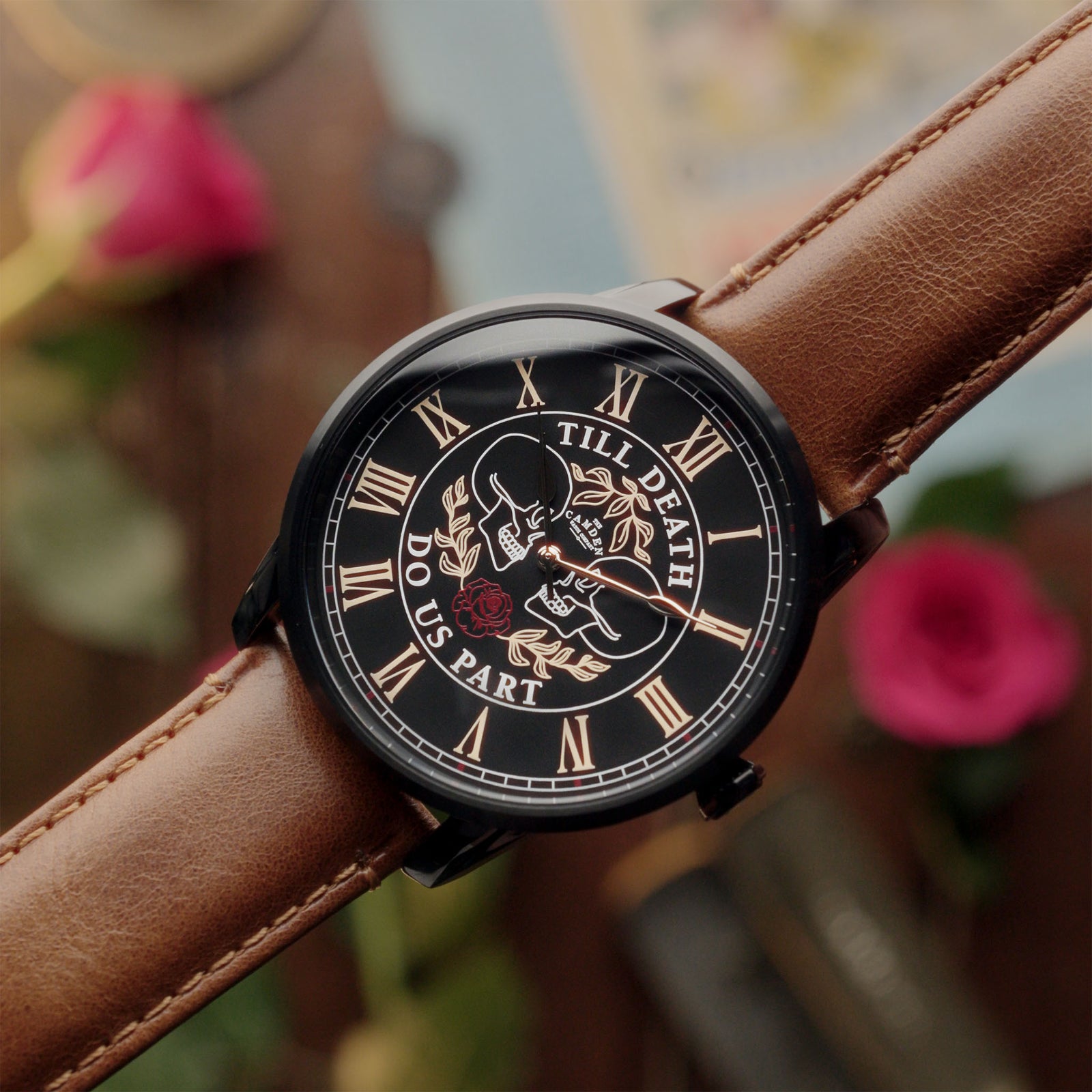 Till Death HIS AND HIS on a Tan Leather Strap