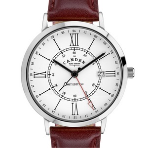 No.27 GMT Steel and White on Oxblood Leather