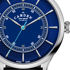 No.274 Swiss Made Quartz Steel and Navy on Black Italian Leather