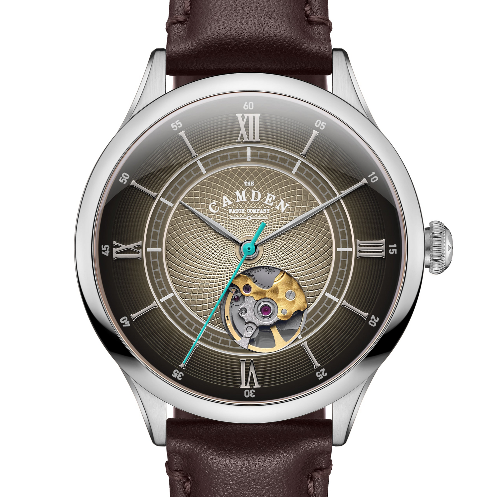 No.274 Open Heart Steel and Black on Brown Italian Leather