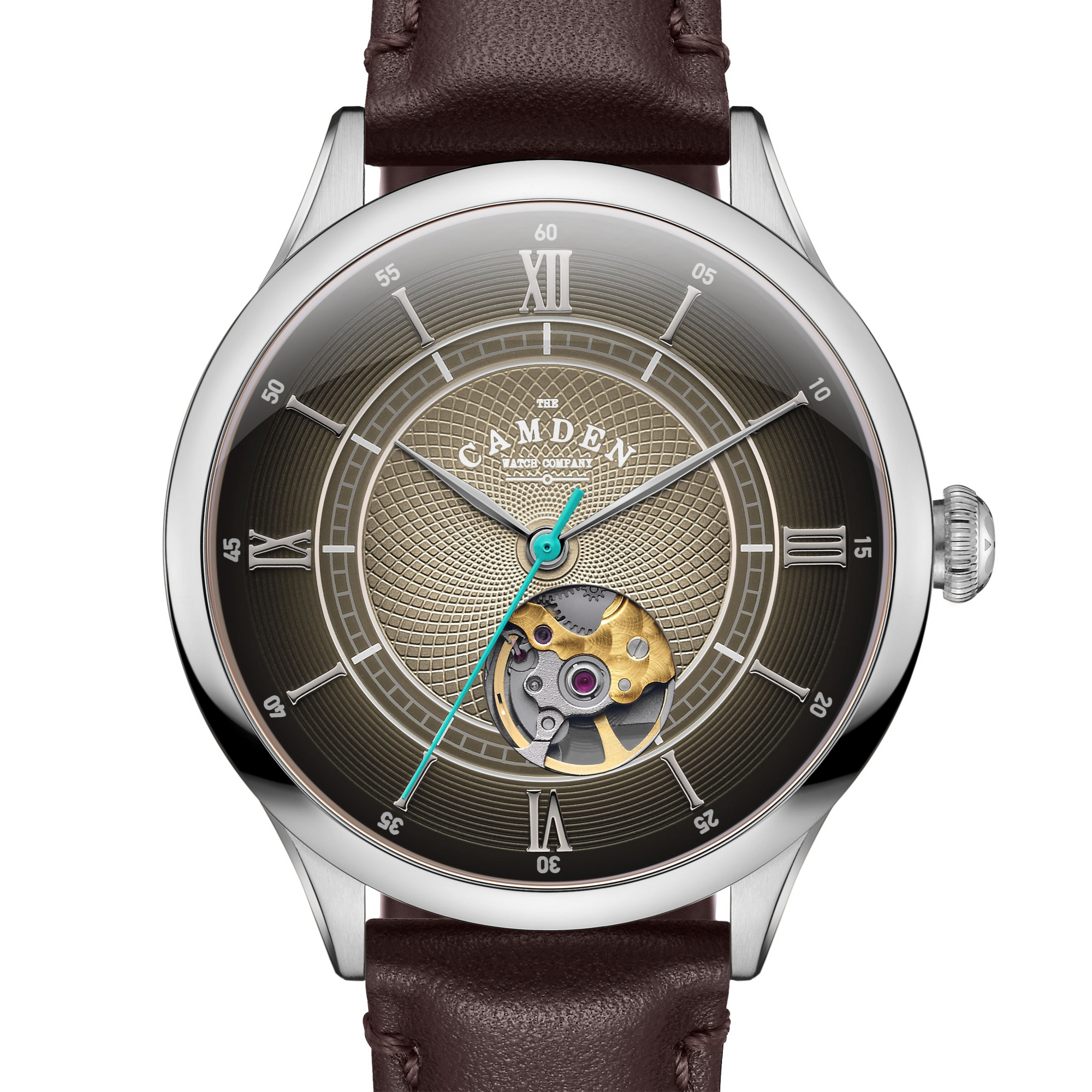 No.274 Open Heart Steel and Black on Brown Italian Leather