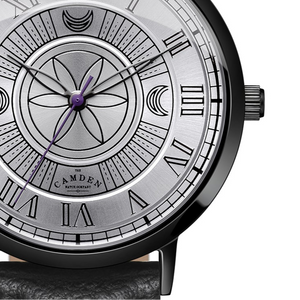 No.27 Witchcraft Black and Silver on a Black Leather Strap