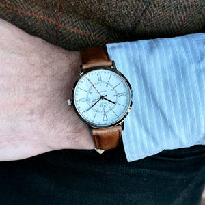 No.27 GMT Steel and White on Tan Leather