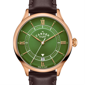 No.274 Swiss Automatic Rose gold and Green on Brown Italian Leather