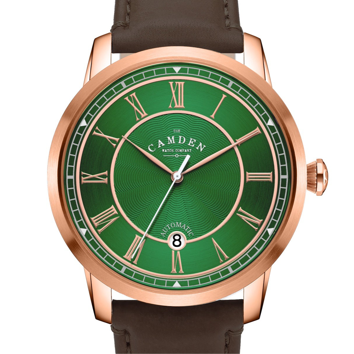 No.29 Automatic Rose Gold and Green on Brown Italian Leather
