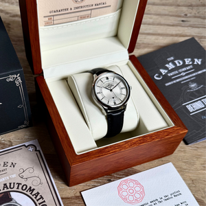 No.274 Swiss Automatic Steel on Black Italian Leather