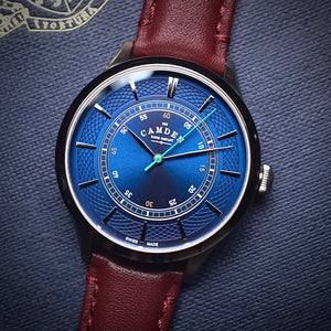No.274 Swiss Made Quartz Steel and Navy on Oxblood Italian Leather