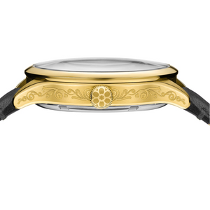 No.274 Open Heart Gold and Green on Black Italian Leather