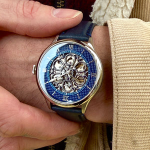 No.274 Skeleton Steel and Navy on Navy Italian Leather