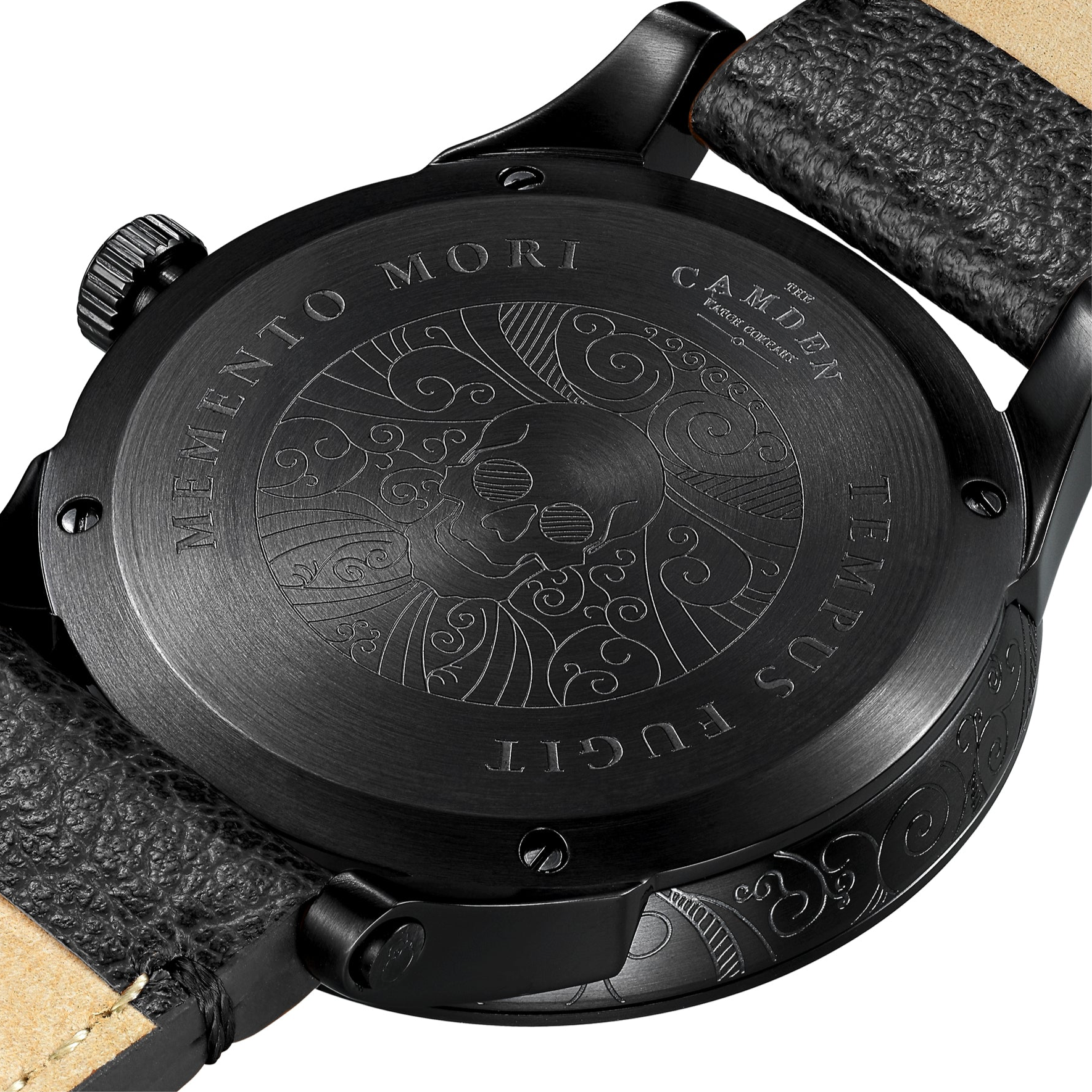 No.253 Memento Mori Men's Black Face & Black Leather Strap Watch