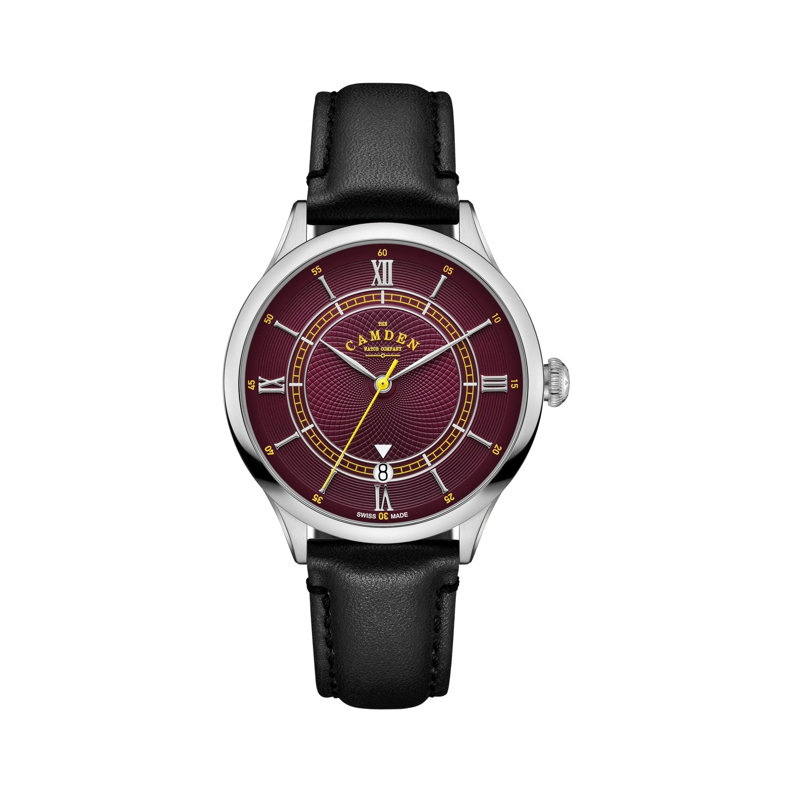 No.274 Swiss Automatic Steel and oxblood on Black Italian Leather