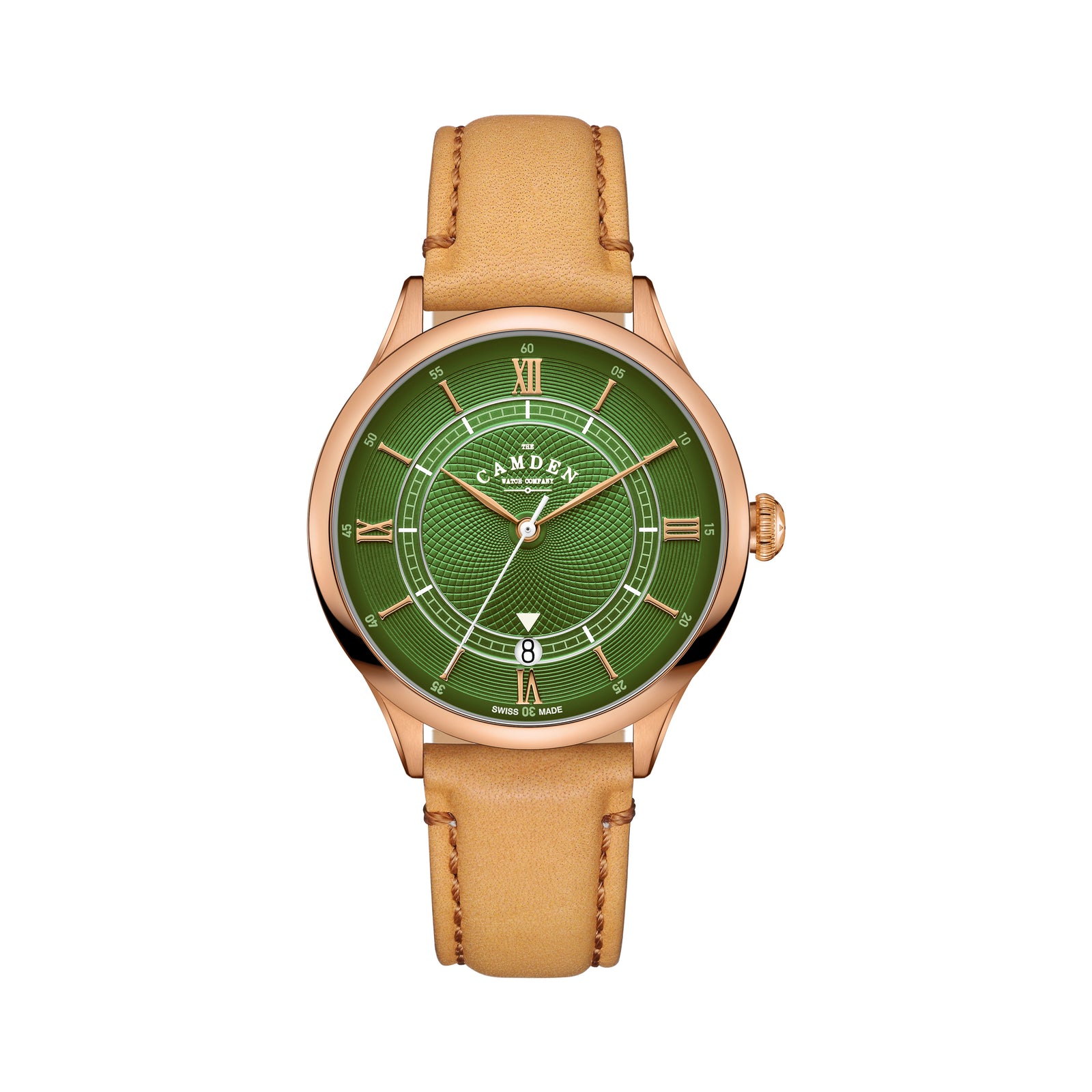 No.274 Swiss Automatic Rose Gold and Green on Tan Italian Leather