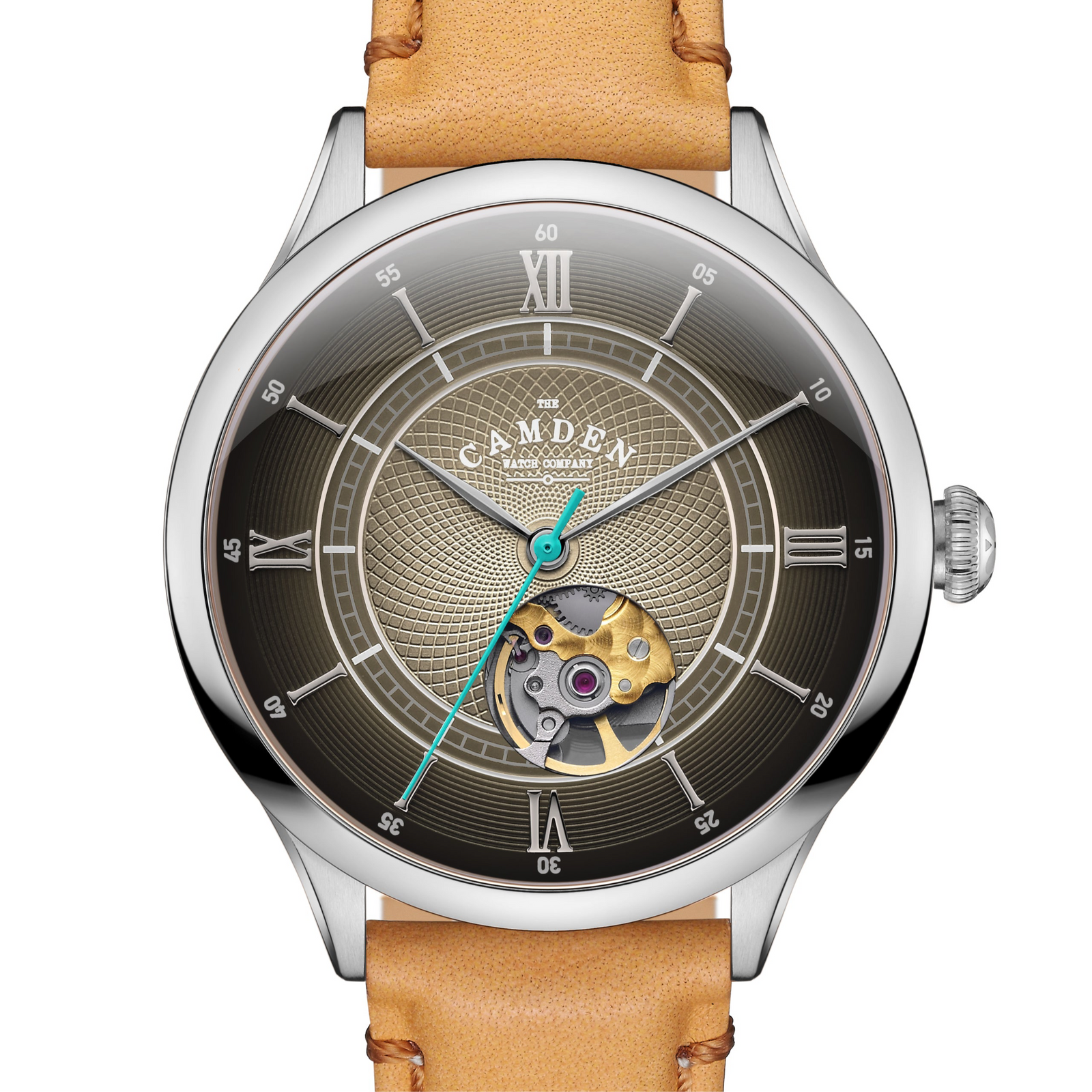 No.274 Open Heart Steel and Black on Tan Italian Leather