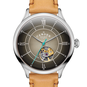 No.274 Open Heart Steel and Black on Tan Italian Leather