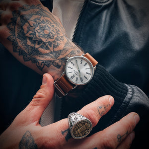 No.88 Steel on Tan Leather