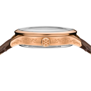 No.274 Open Heart Rose Gold and Purple on Brown Italian Leather