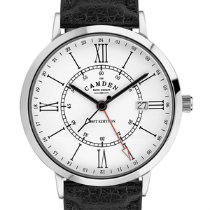 No.27 GMT Steel and White on Black Leather