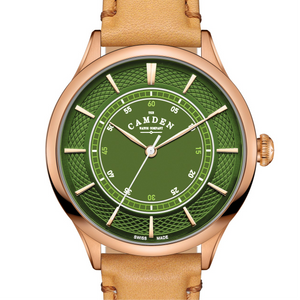 No.274 Swiss Made Quartz Rose Gold and Green on Tan Italian Leather