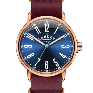 No.88 Rose Gold and Navy on Oxblood Leather