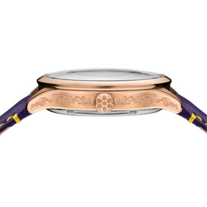 No.274 Open Heart Rose Gold and Purple on Purple Italian Leather