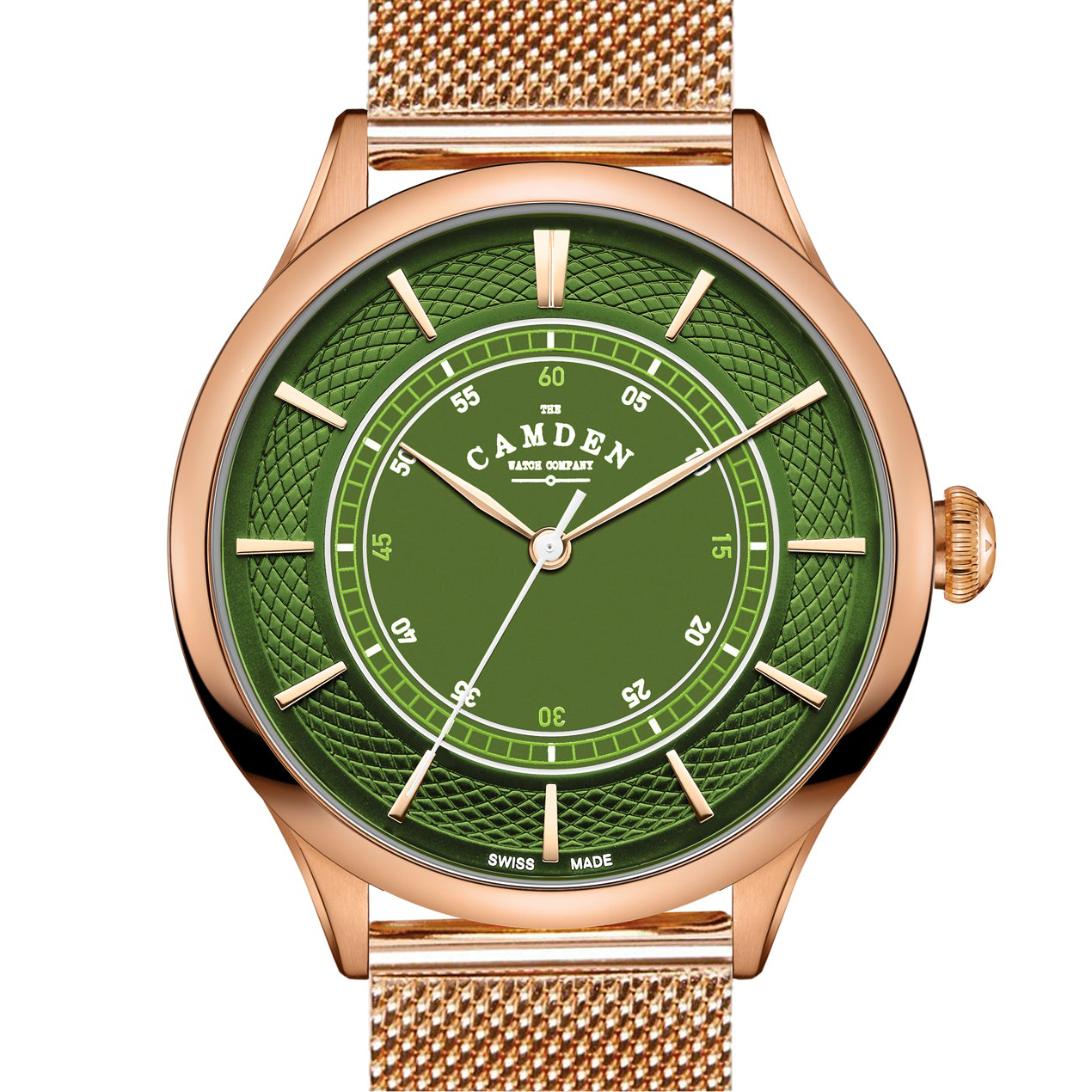 No.274 Swiss Made Quartz Rose Gold and Green on Mesh