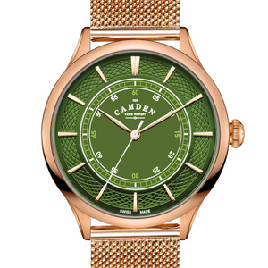 No.274 Swiss Made Quartz Rose Gold and Green on Mesh