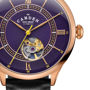 No.274 Open Heart Rose Gold and Purple on Black Italian Leather