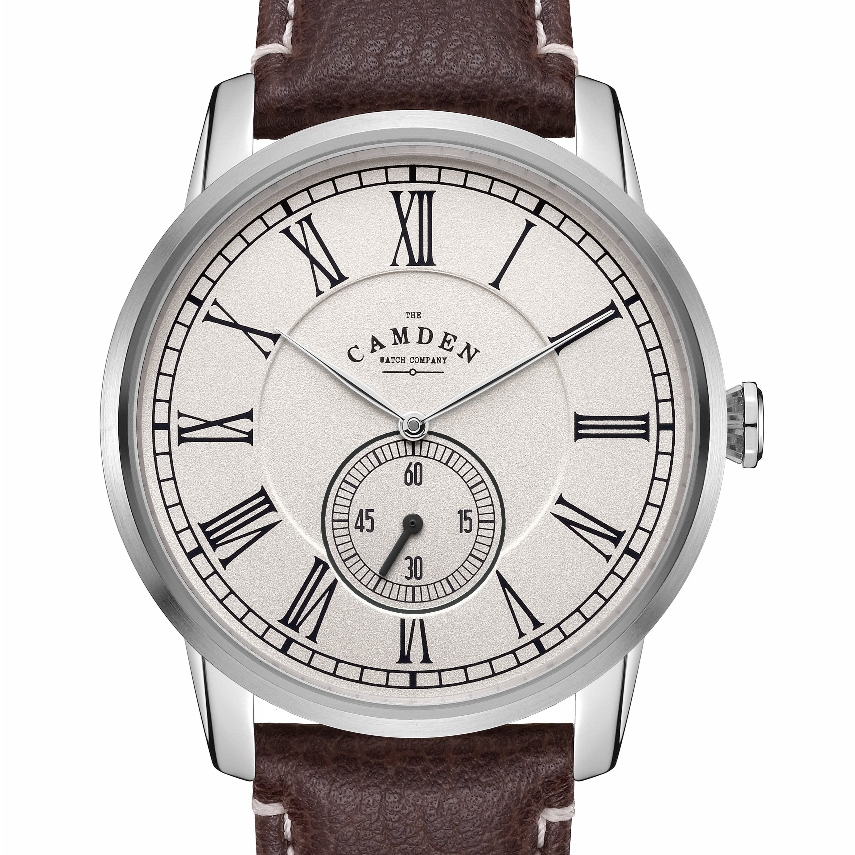 No.29 Men's Brown Leather Strap Watch with White Face & Black