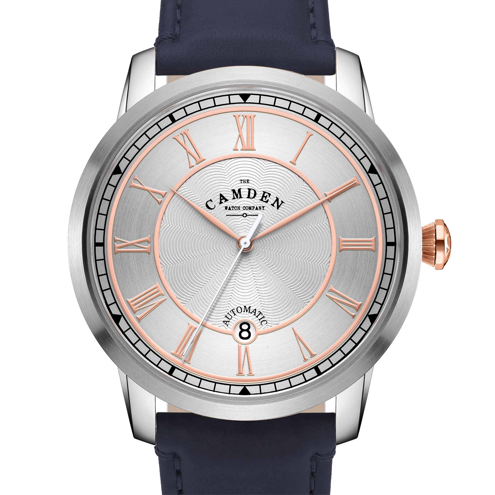 No.29 Automatic Steel and Rose Gold on Navy Italian Leather