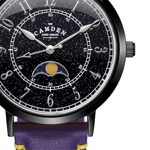 No.27 Moonphase Black on Purple Italian Leather