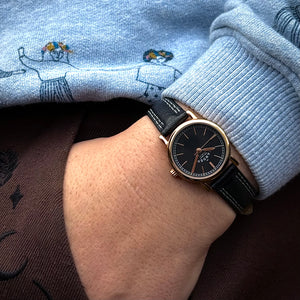 No.24 Rose Gold and Black on Black Leather