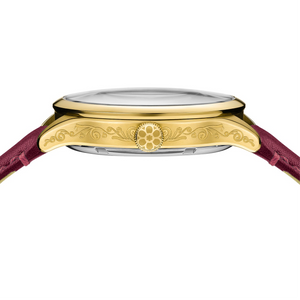 No.274 Open Heart Gold and Green on Oxblood Italian Leather