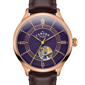 No.274 Open Heart Rose Gold and Purple on Brown Italian Leather