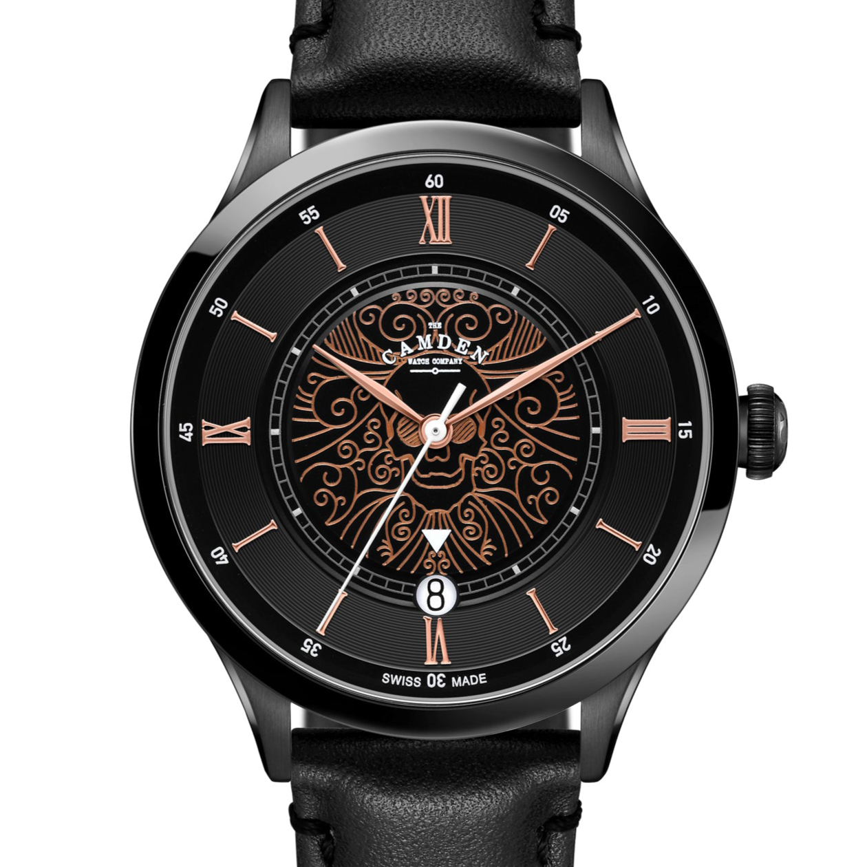 No.274 Swiss Automatic Memento Mori on Black Italian Leather - The