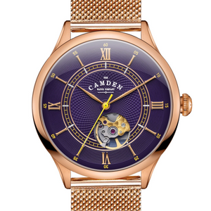 No.274 Open Heart Rose Gold and Purple on Mesh