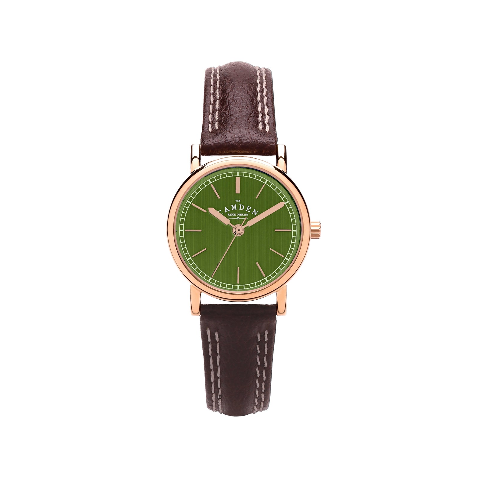 No.24 Rose Gold and Green on Brown Leather