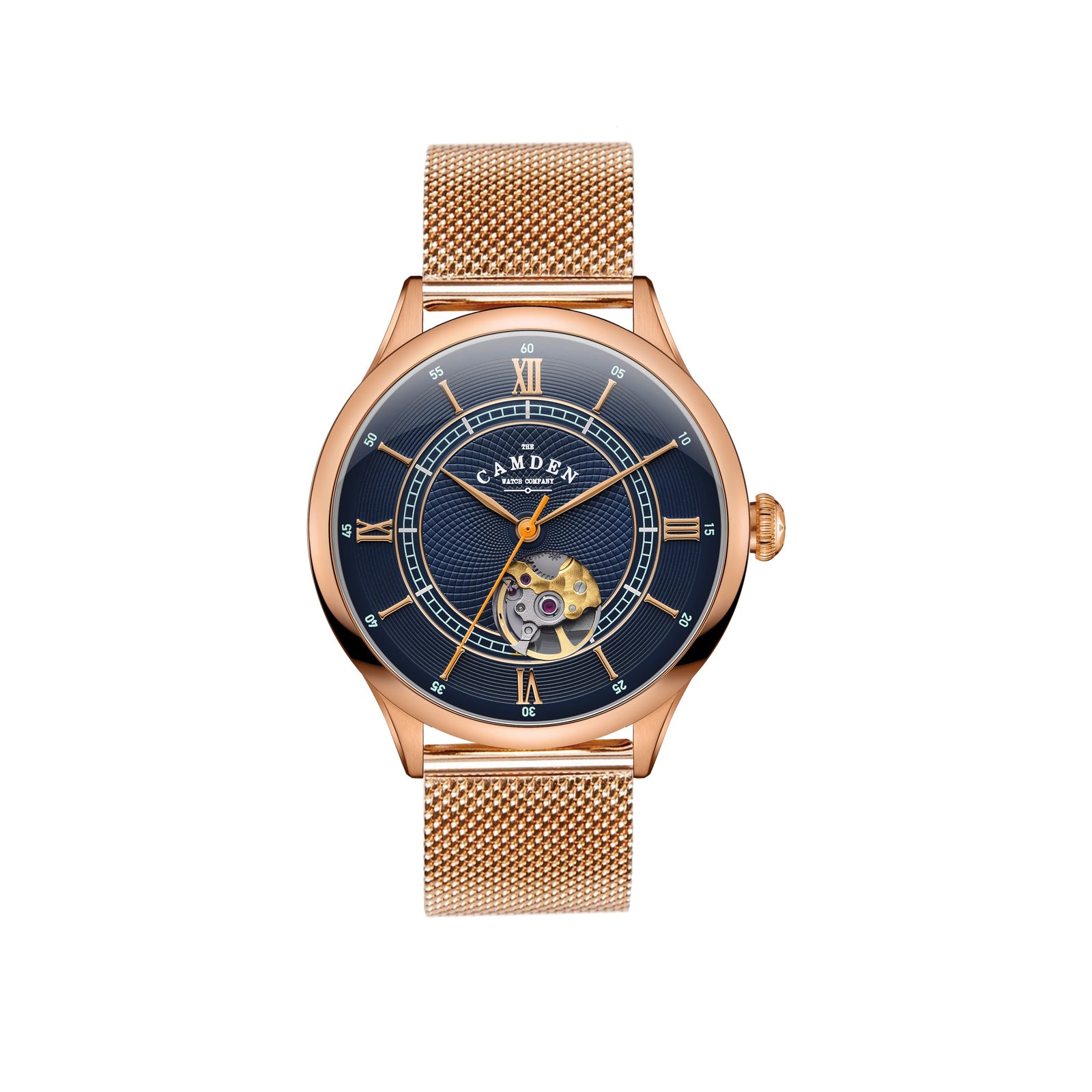 No.274 Open Heart Rose Gold and Blue on Mesh