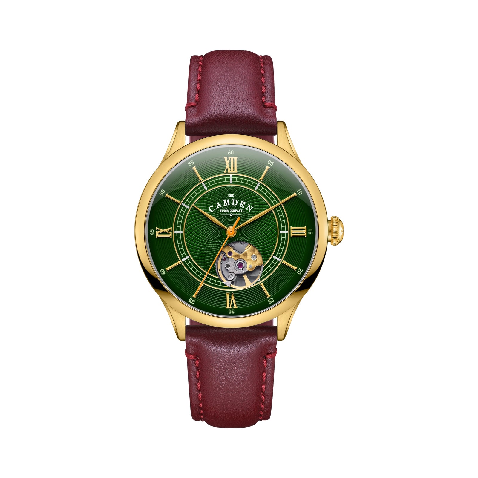 No.274 Open Heart Gold and Green on Oxblood Italian Leather