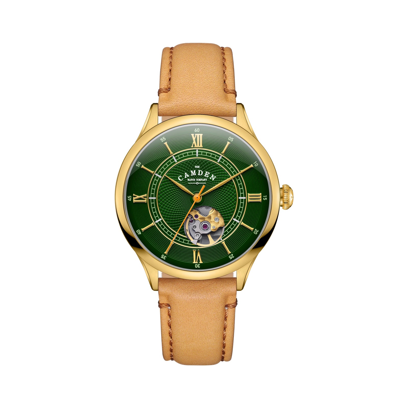 No.274 Open Heart Gold and Green on Tan Italian Leather