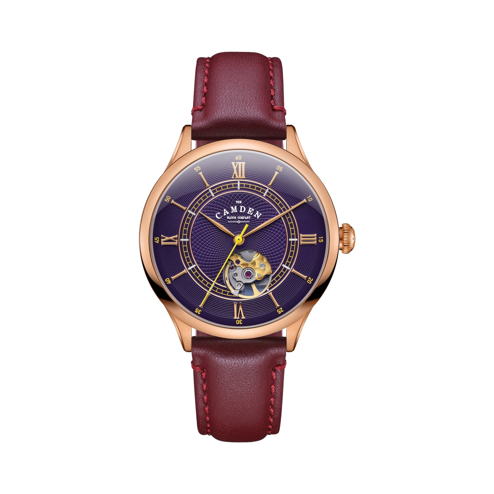 No.274 Open Heart Rose Gold and Purple on Oxblood Italian Leather