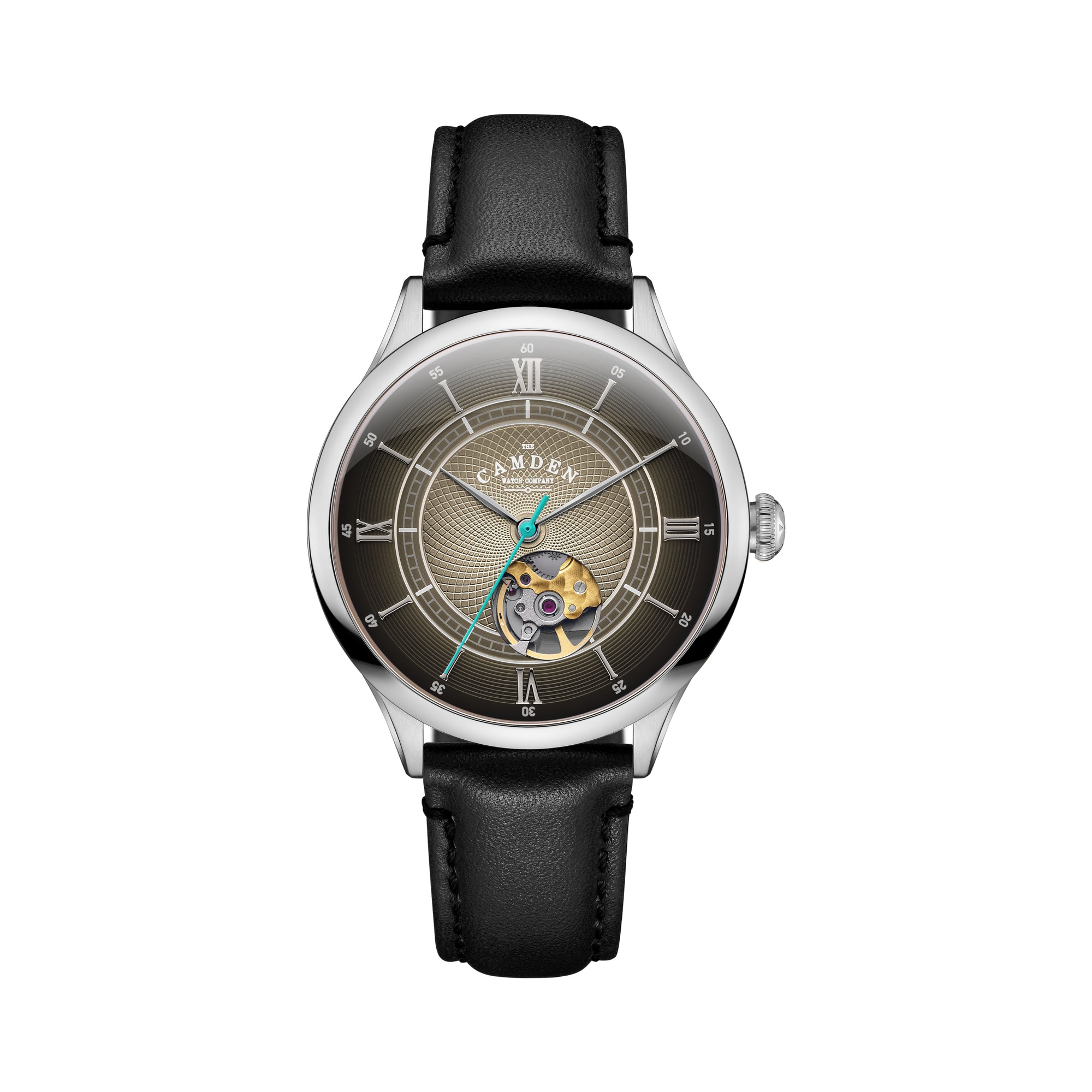 No.274 Open Heart Steel and Black on Black Italian Leather