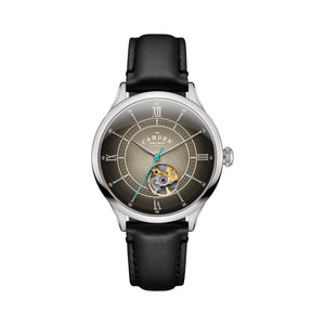 No.274 Open Heart Steel and Black on Black Italian Leather